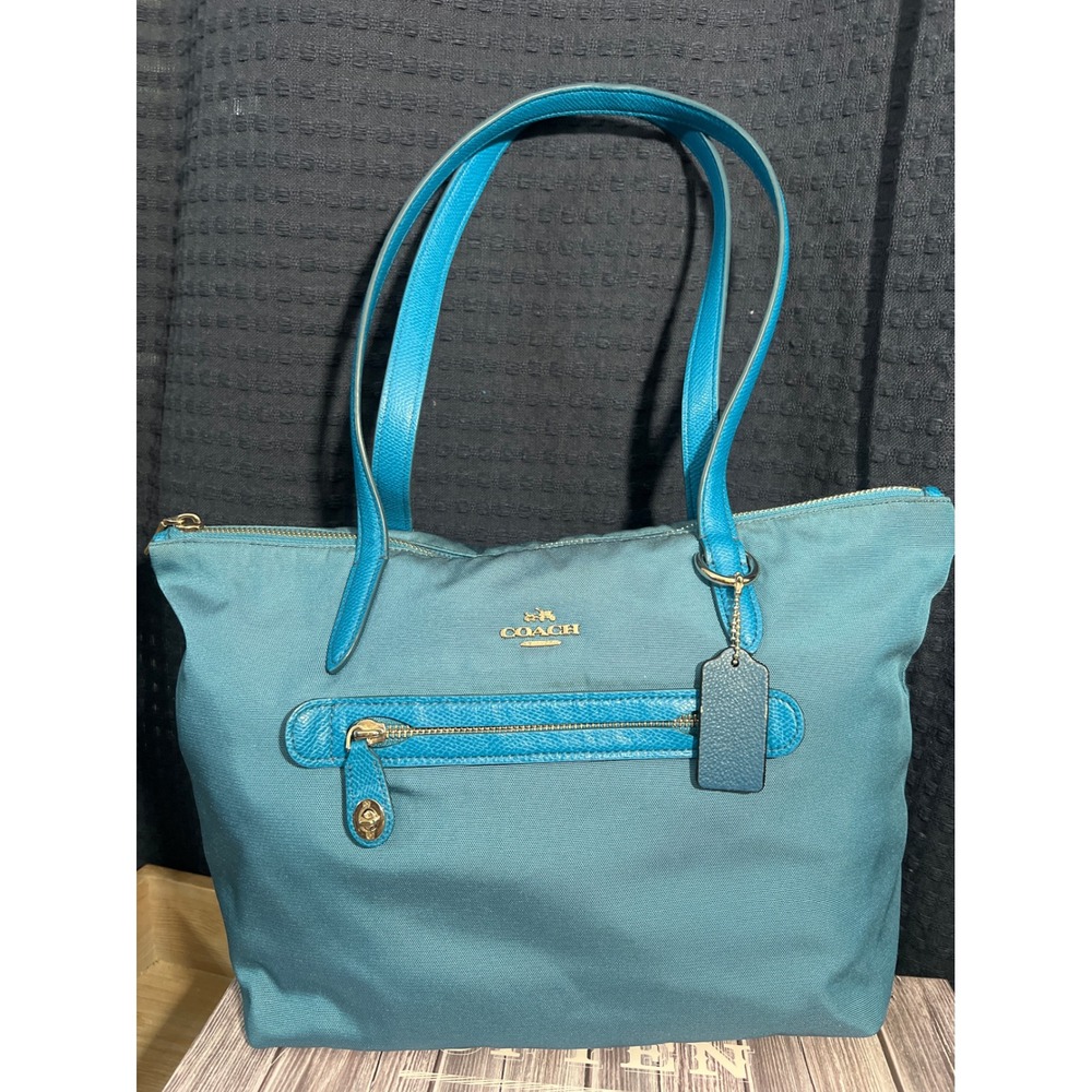 Coach Teal and Turquoise Tote Bag